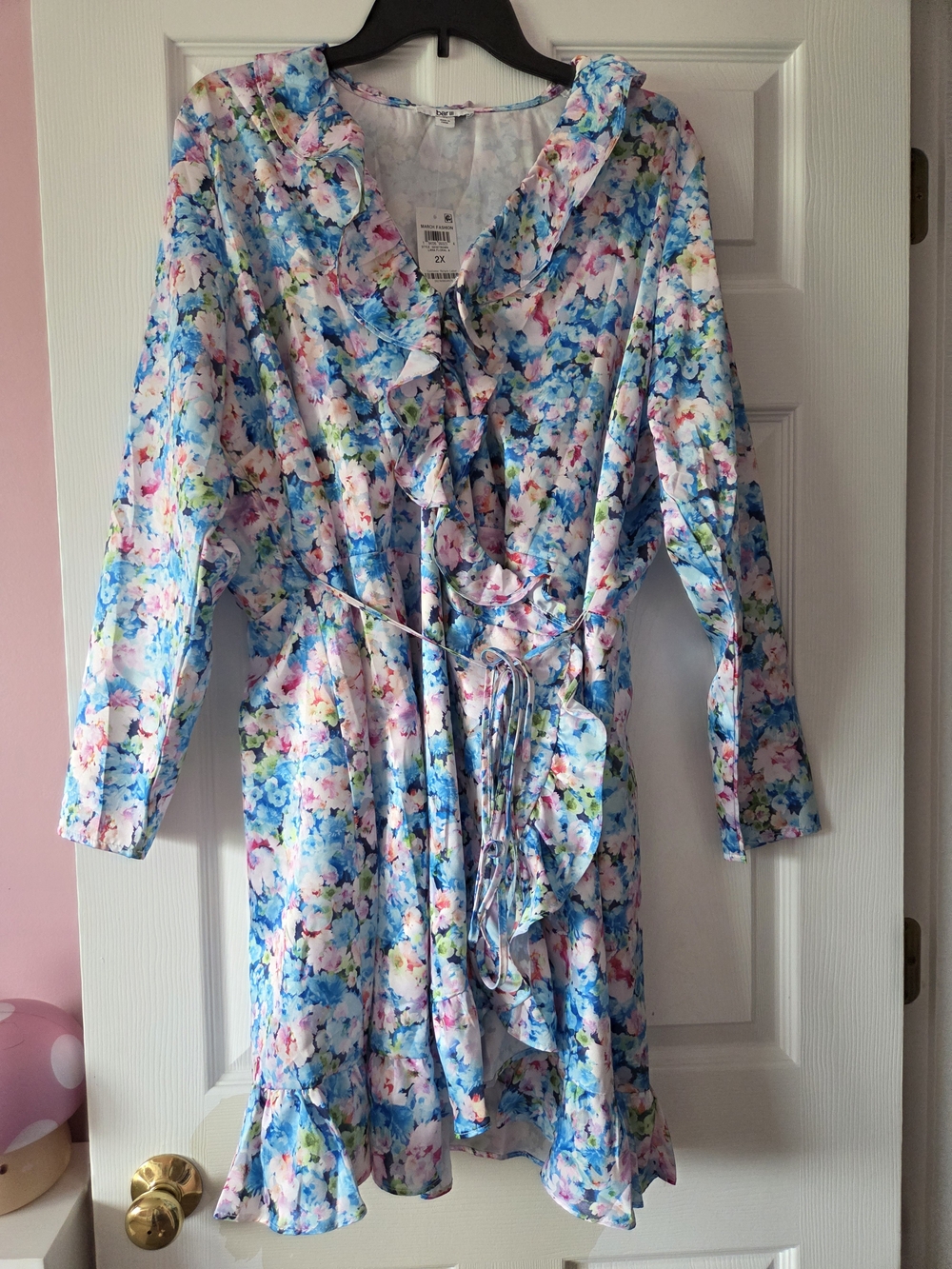 Bar III Womens Plus Size Floral Ruffle Dress Size 2X NWT